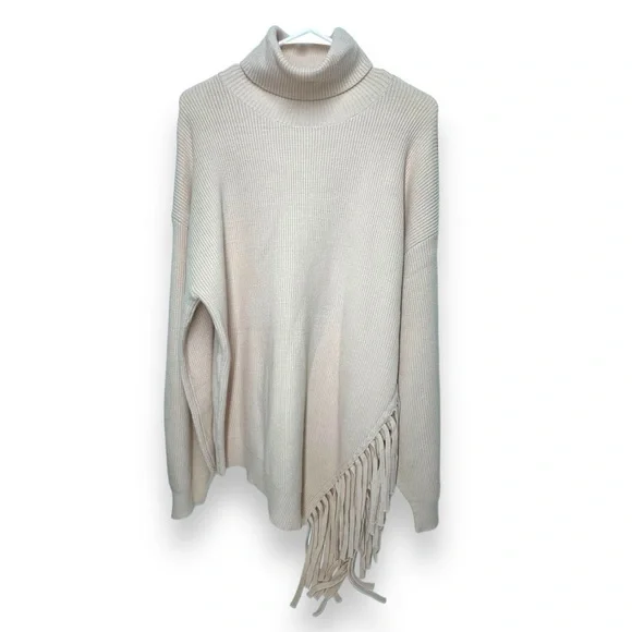 NWT Cupio Turtleneck Fringe Sweater Cream SheerBliss Women s Size XL NWT